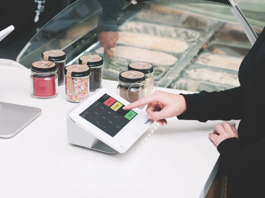 woman making card payment